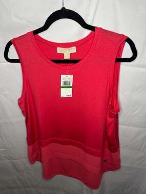 MICHAEL Michael Kors Geranium Tiered Mixed Media Sleeveless Tank Top